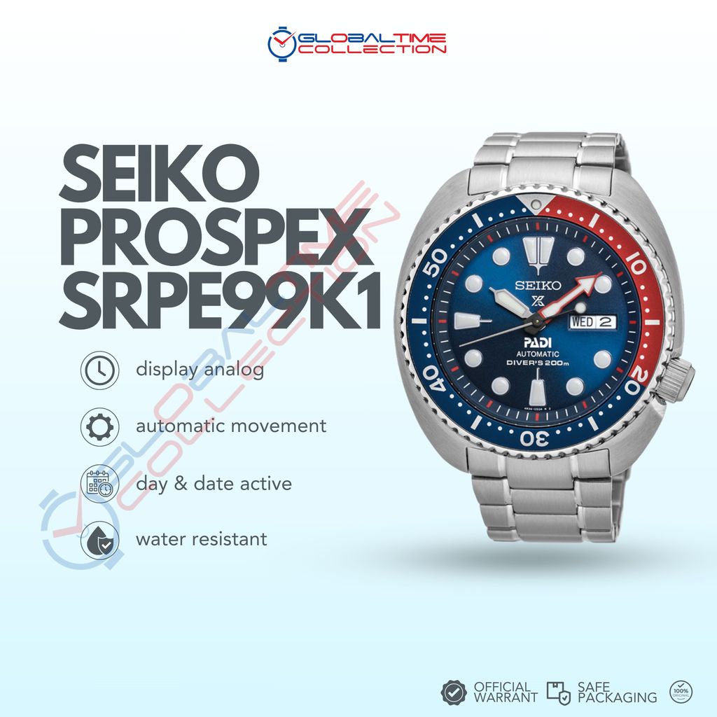 Jam Tangan Pria SEIKO Prospex Turtle SRPE99K1 Pepsi Blue PADI
