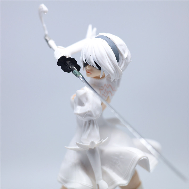In Stock 18CM NieR:Automata 2B Black and White Series Anime Figure PVC Collectible Model Doll Statue