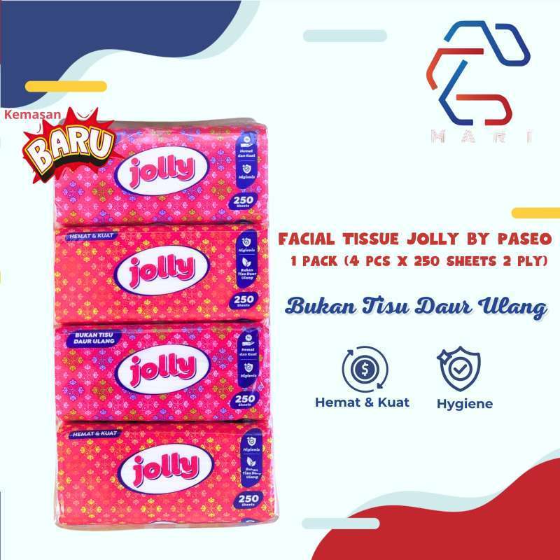 Jolly by Paseo Facial Tissue (4 pcs x 250 Sheets 2 ply)