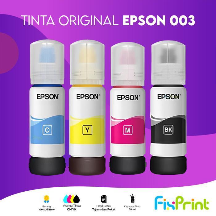 Epson 003 Black C13T00V199 Tinta Cartridge Printer L1110 L3110 L3150 - LOOSE PACK ORI, Biru
