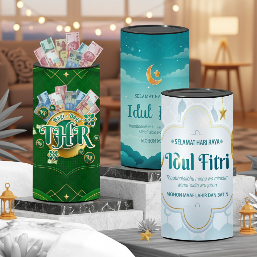 Celengan Lebaran THR Ampao Ukuran 20cm Bahan Plastik Celengan Anak Idul Fitri