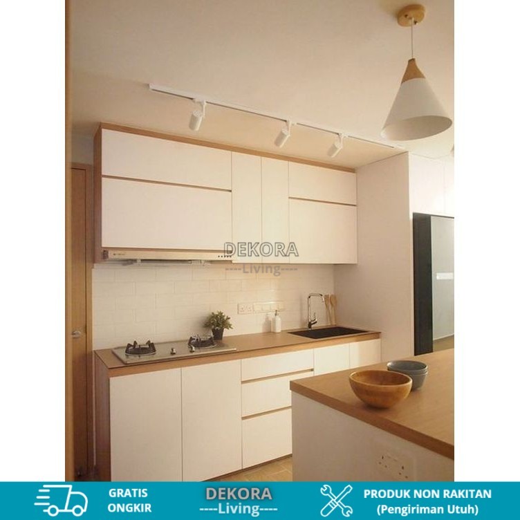 Dekora Kitchen Set Minimalis P 160 Atas Bawah (Non Rakitan Berlapis Anti Panas Dan Gores Motif Marme