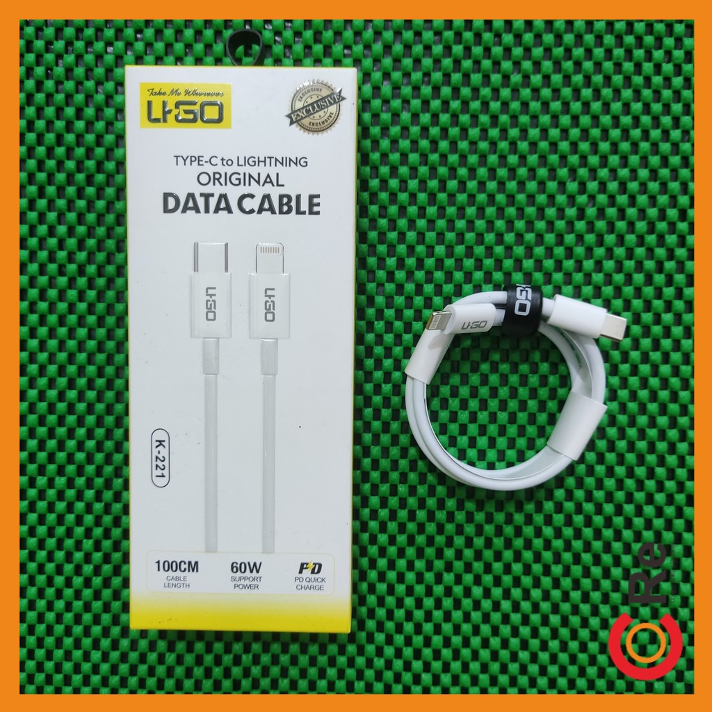 [K221] KABEL DATA/ KABEL CHARGER 60w TIPE-C TO IPHONE  100 cm - UGO/LIGO