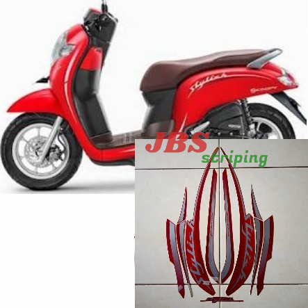 striping scoopy stylis stiker honda scoopy fi led stylish thn 2019 2020 matte red merah doff