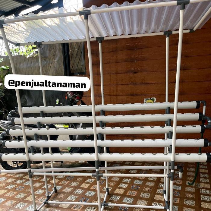Hidroponik 100 Lobang panjang 2Meter - DFT 2,5 inc, PAKAI ATAP