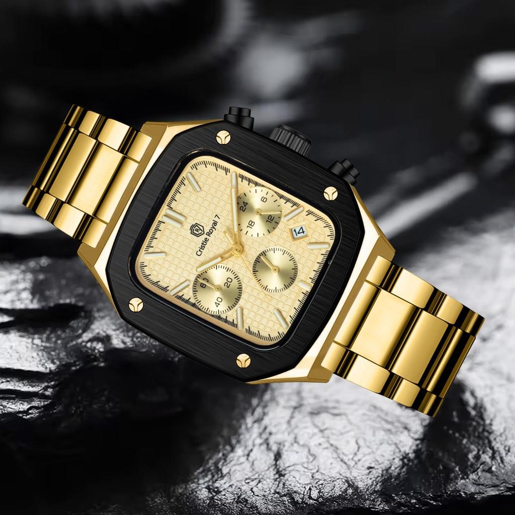 Cristie Royal 7 Jam Tangan Pria 9431 Rantai Stainless Kaca Sapphire Steel Chronograph Water Resistan