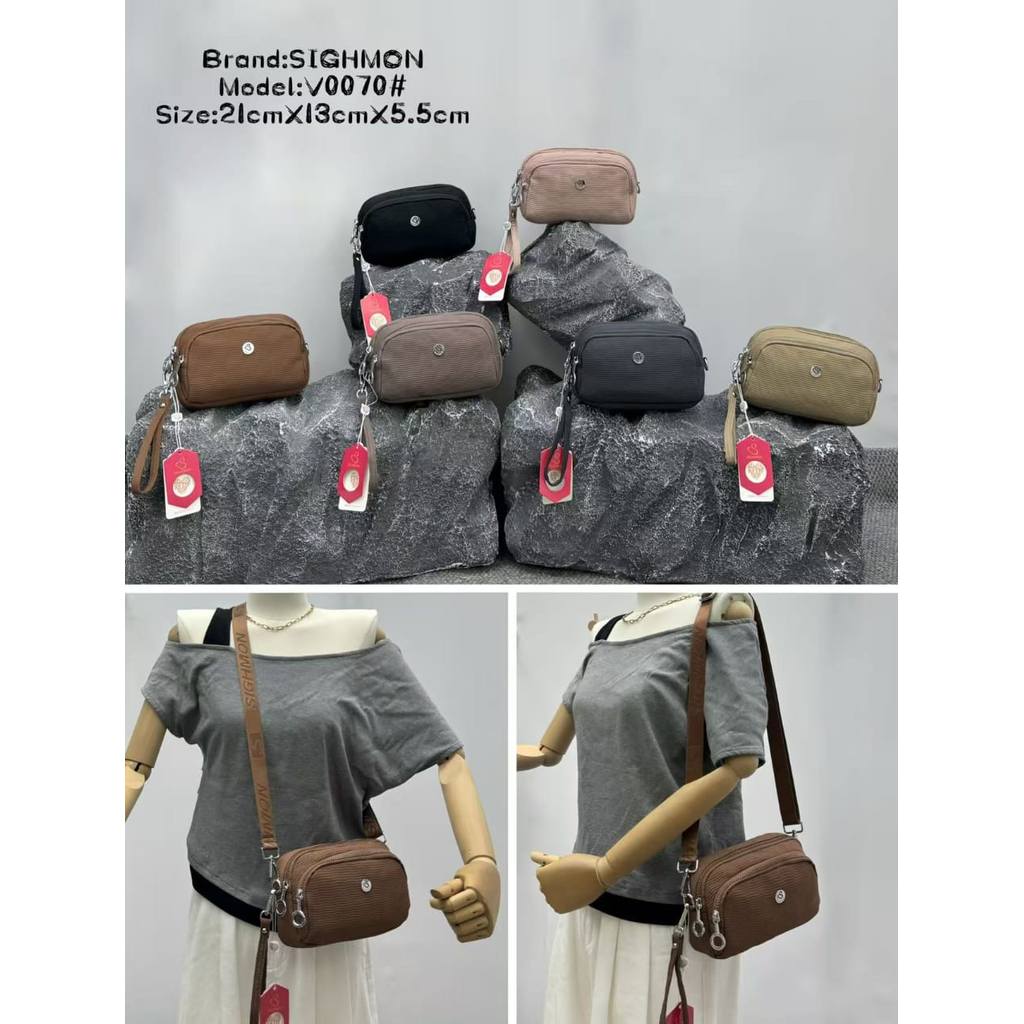 Tas Selempang Mini SIGHMON Motif Bergaris - Korean Style Wanita