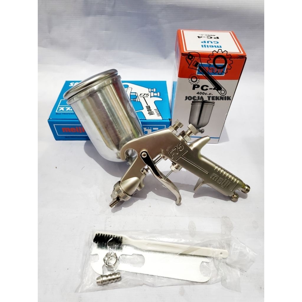 Spray Gun Meiji F 75 Tabung Atas 400Cc  / Semprotan Cat Kompressor Tabung Atas / Sped Cat Tabung Ata