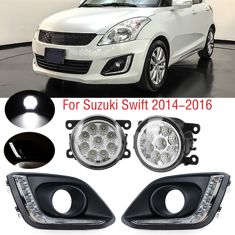 Untuk Suzuki Swift 2014 2015 2016 Lampu LED Putih Bumper Depan Mobil DRL Lampu Siang Hari Lampu Kabu