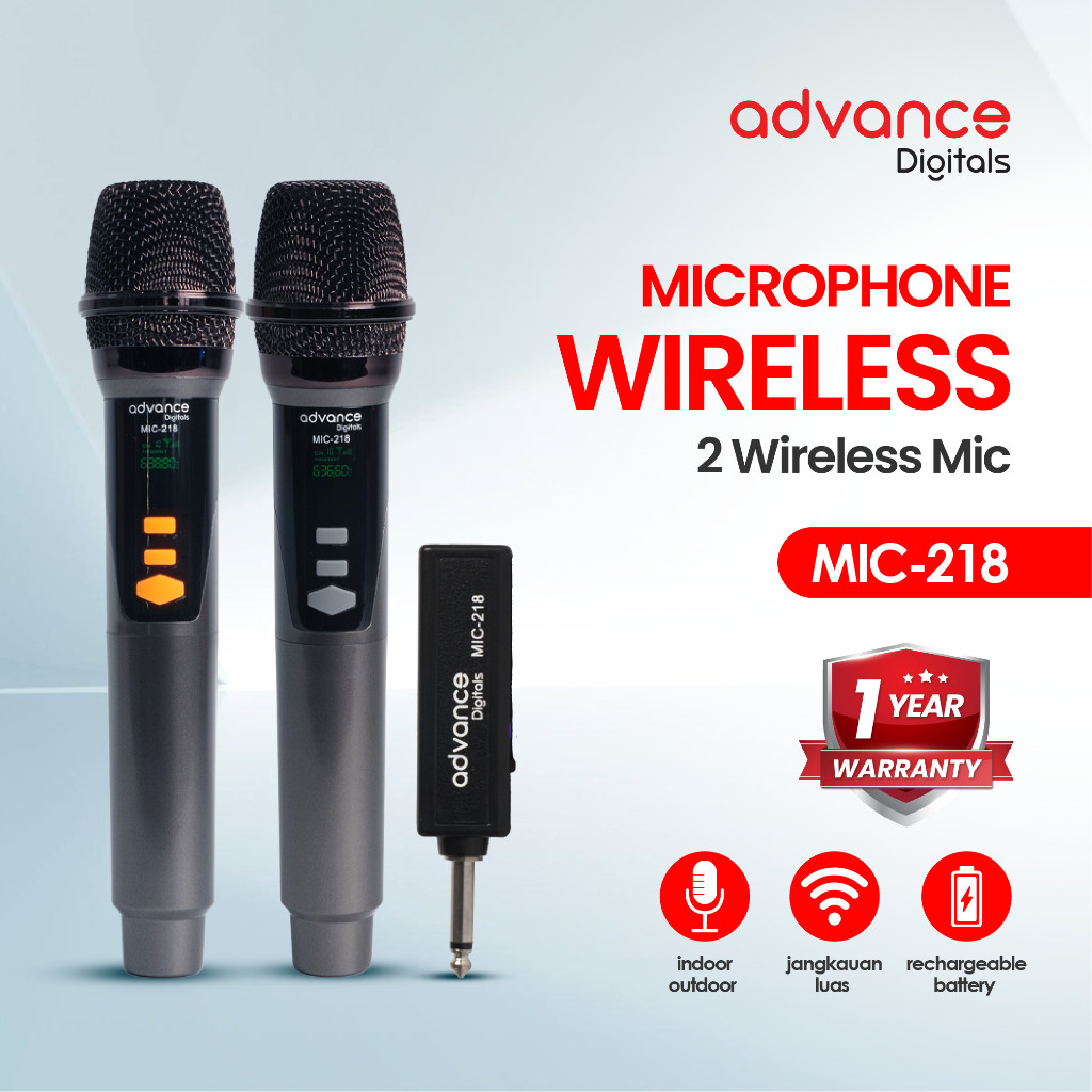 Advance MIC-218 Mic Wireless Profesional Dual Mic Original Advance bergaransi resmi