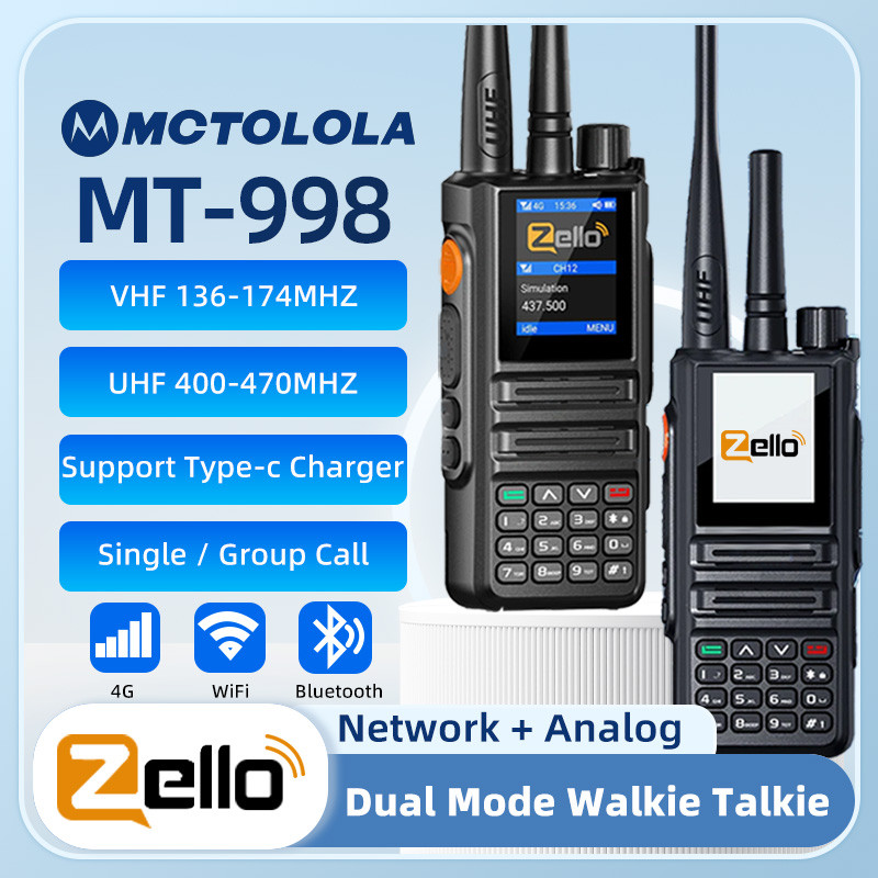 MOTOLOLA Analog and Network Rao Dual Mode Walkie Talkie Zello Global POC UHF/VHF Bluetooth WiFi 2G 3