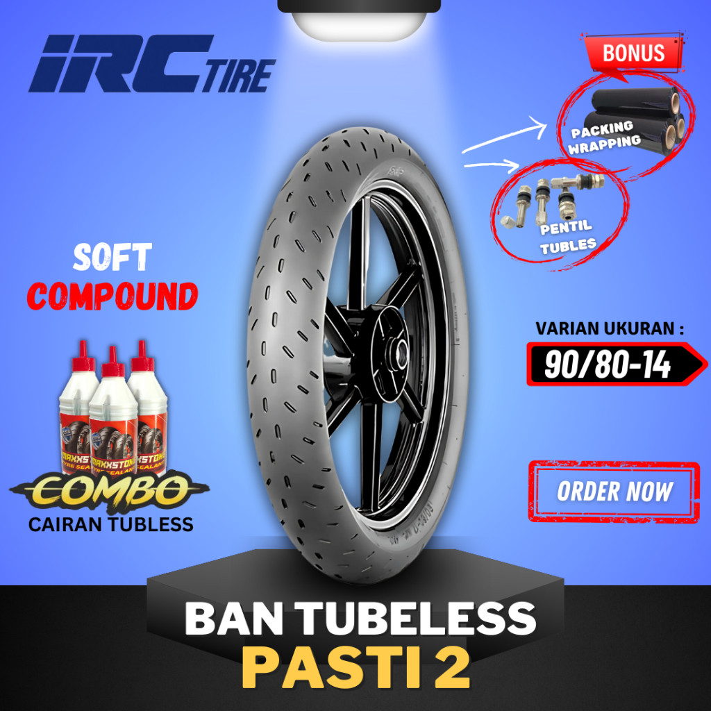 [READY COD] BAN IRC SOFT COMPOUND FASTI 2 ( 90/80-14 ) BAN RACING IRC PASTI 2 TUBLES / SOFT COMPOUND