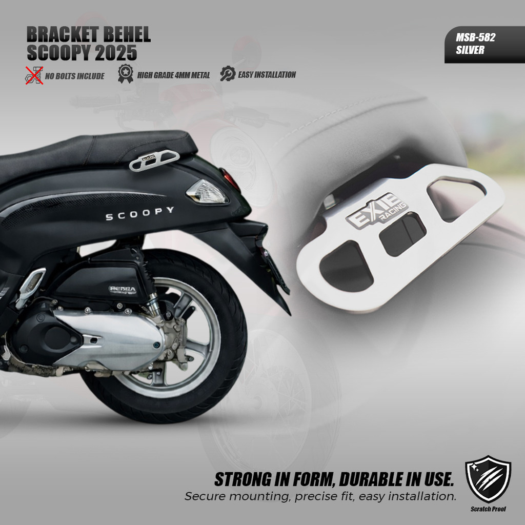 EXIE ART Behel Samping SCOOPY 2025 Besi 4mm Brecket Behel Belakang Motor
