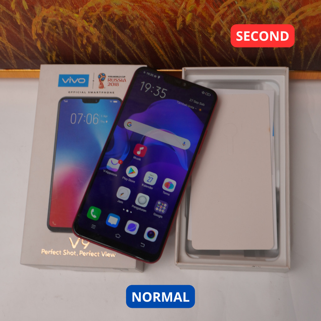 VIVO V9 6/64 GB HP SECOND ORIGINAL SINAR MUTIARA CELL