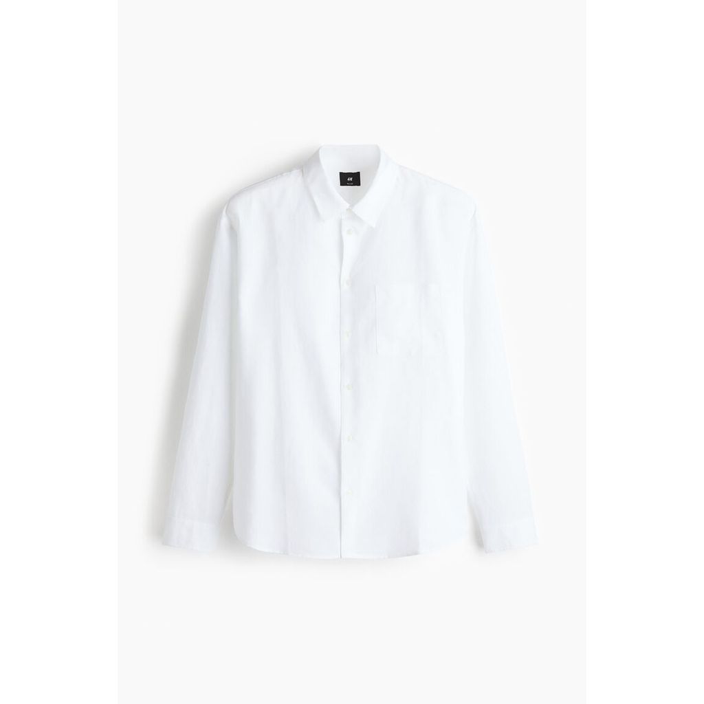 H&M Pria Kemeja Dengan Potongan Longgar Dari Campuran Linen 1307417