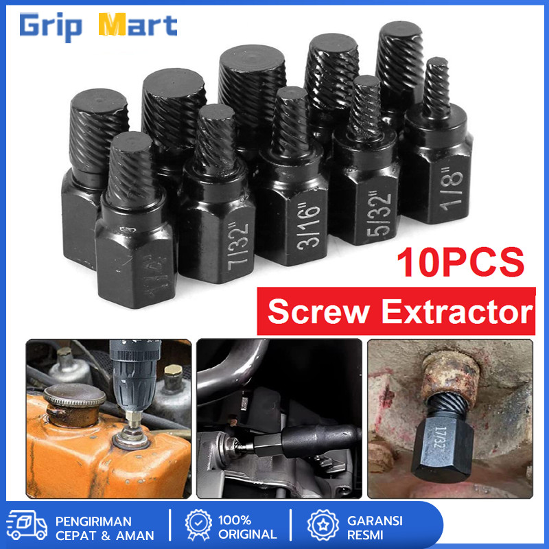10pcs Screw Extractor Set Pembuka Baut Dol Hexagon Alat Pembuka Baut Rusak Patah Multifungsi Pembuka
