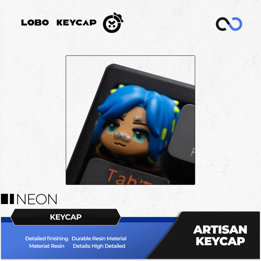 Lobo Neon Valorant Agent Theme Artisan Keycaps Resin Keycap