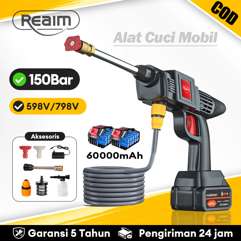 REAIM Alat Cuci Motor Semprot Cordless Mesin Cuci Mobil Jet Clean [Compatible Makita Batteries] Japa