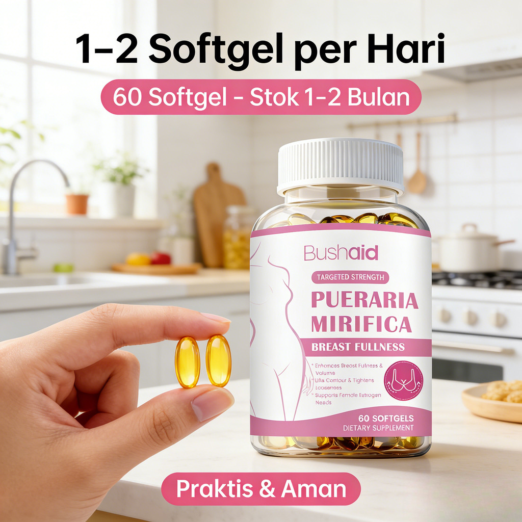 Bushaid Pueraria Mirifica Breast Fullness – Ekstrak Kwao Krua & Fenugreek untuk Payudara Kencang 60 