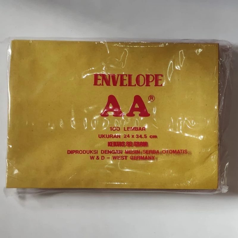 Amplop Coklat Kesing FOLIO AA 1 Pack isi 100 Lembar 24 x 34.5 cm Polos Warna Coklat
