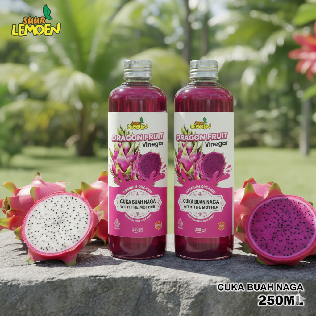 SUUR LEMOEN Cuka Buah Naga 250ml Obat Diabetes Alami Fermentasi 100% Buah Naga  (35)