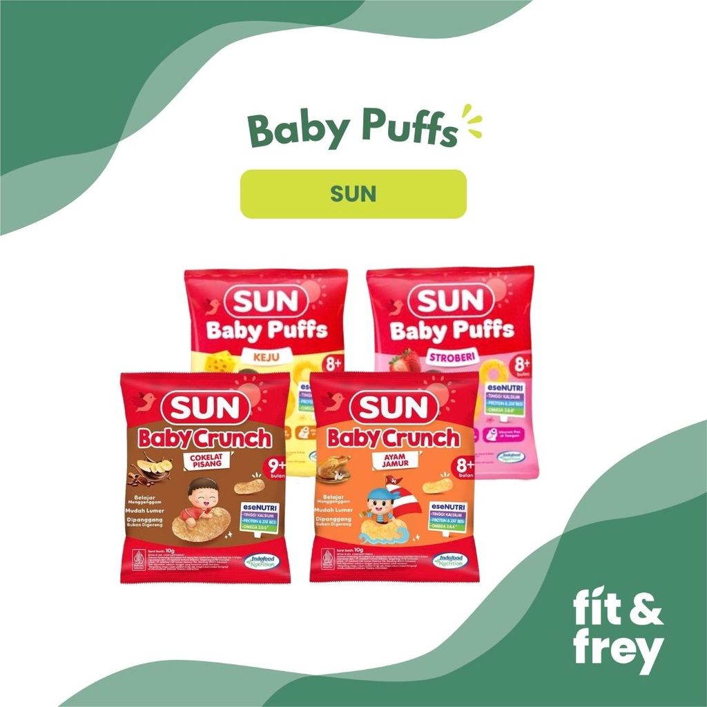 SUN Baby Puffs / Baby Crunch 10g - Keju / Stroberi - Cemilan Puff Bayi Anak