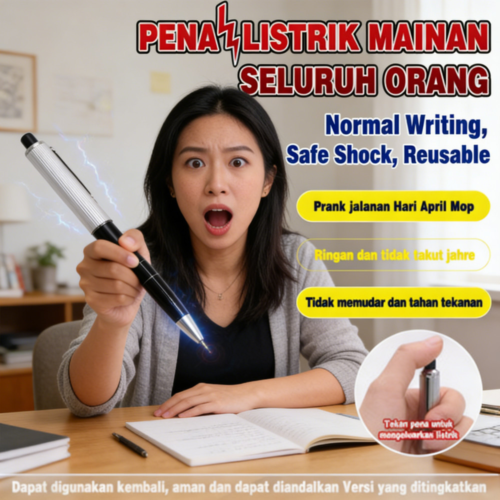 Kejut Palsu Setrum Plastik Pulpen Prank Pen Mainan Premium Kejut Listrik