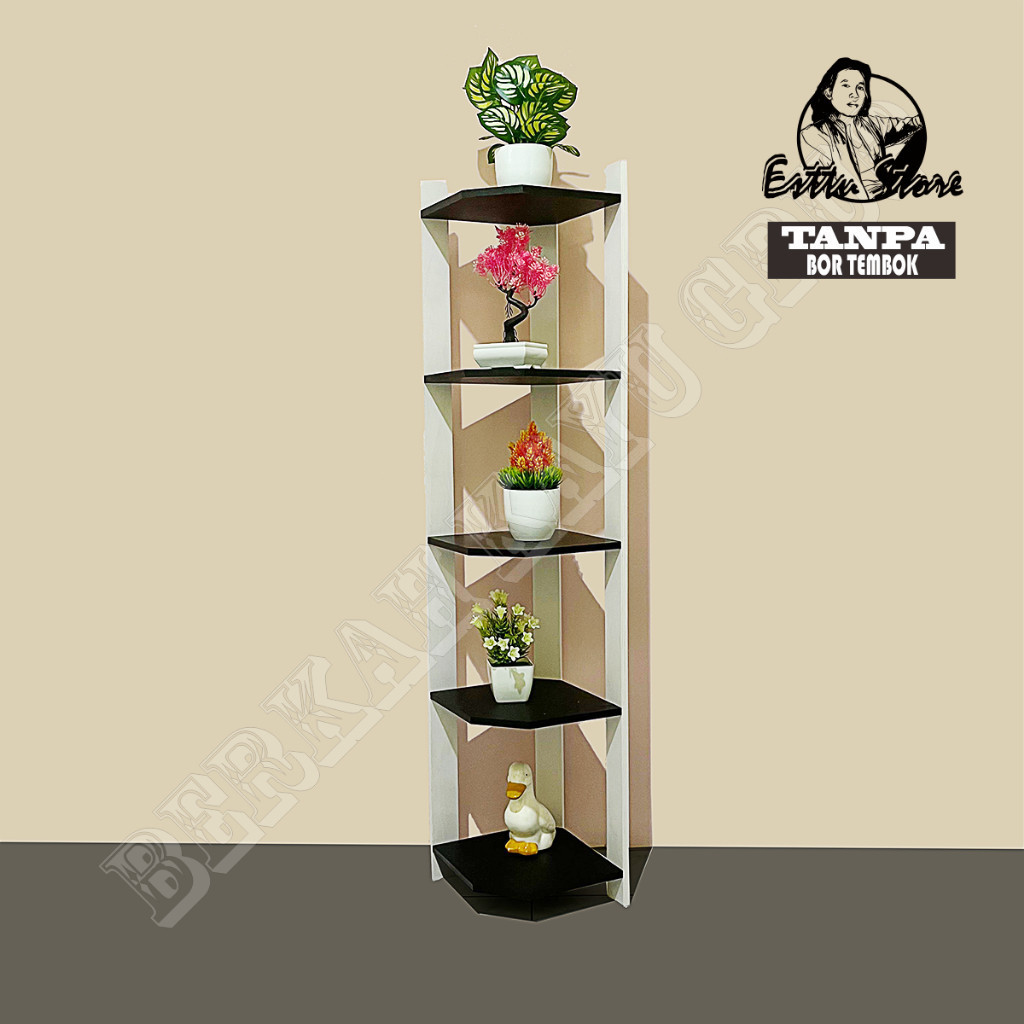 Rak Bunga Sudut 5 Susun/Rak Bunga Pojok Lantai/Rak Bunga Kayu Tbk