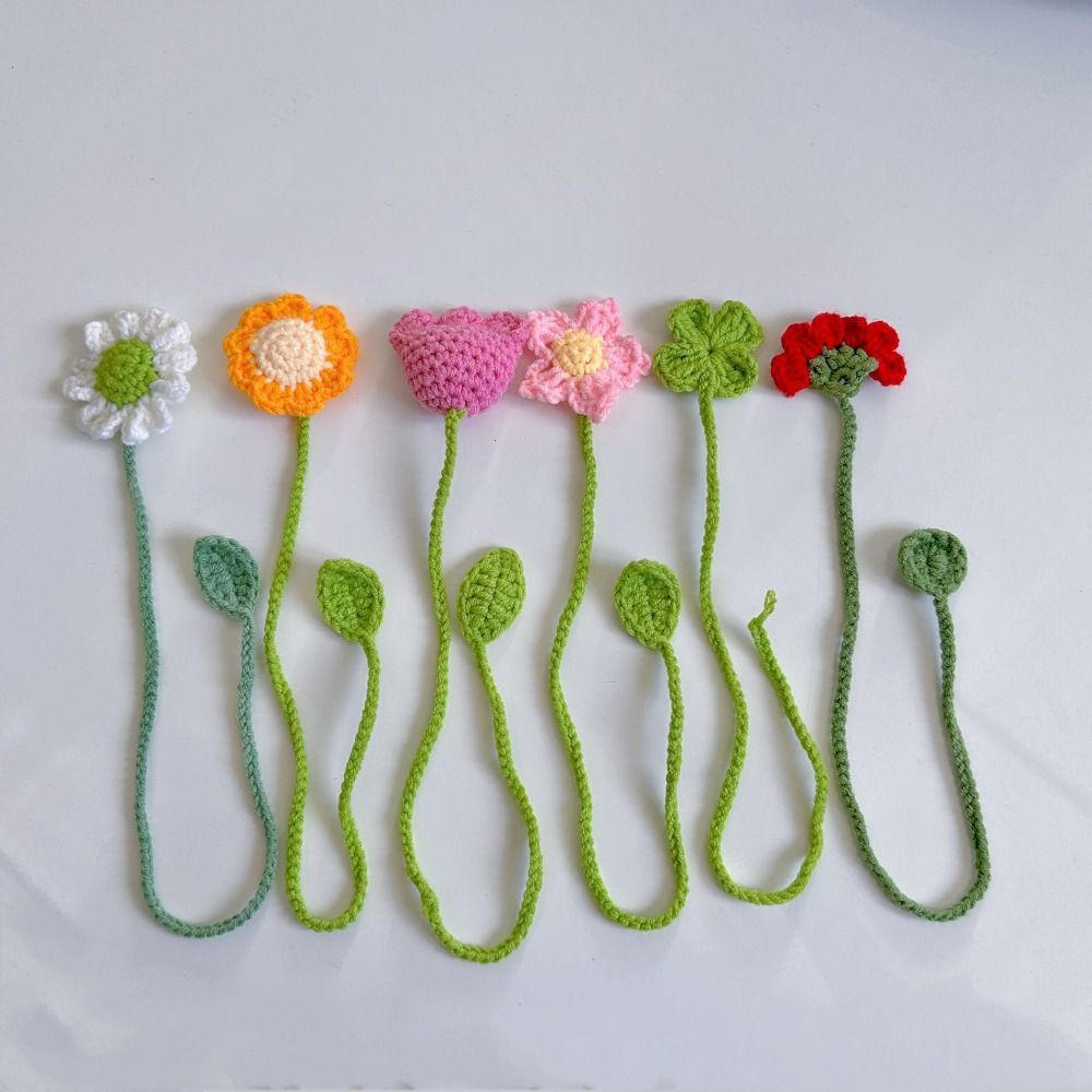 Handmade Knitted Bookmark Unique Belt Floral Pents Daisy Flower Page Marker Croet Book Marker Book L