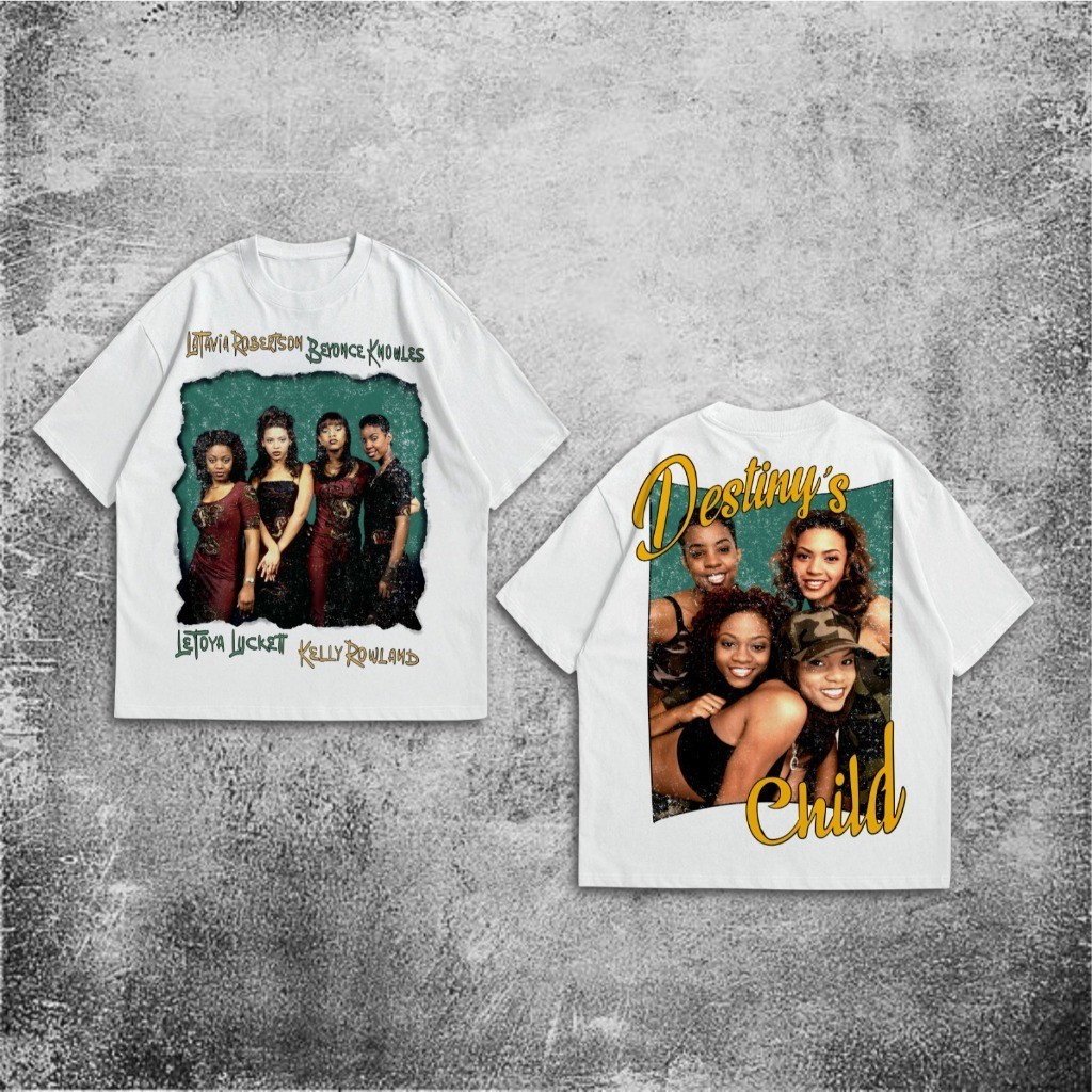 Baju Kaos P&B Oversize Destiny's Child - T Shirt Vintage Destiny's Child Oversized White 20s Kaos Pr