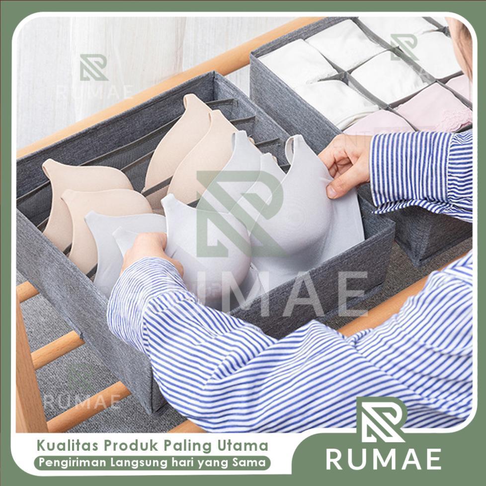 RUMAE Organizer Laci Kain Sekat Lemari Storage Box Untuk Menyimpan Celana Dalam Kaos Kaki Dan Jilbab