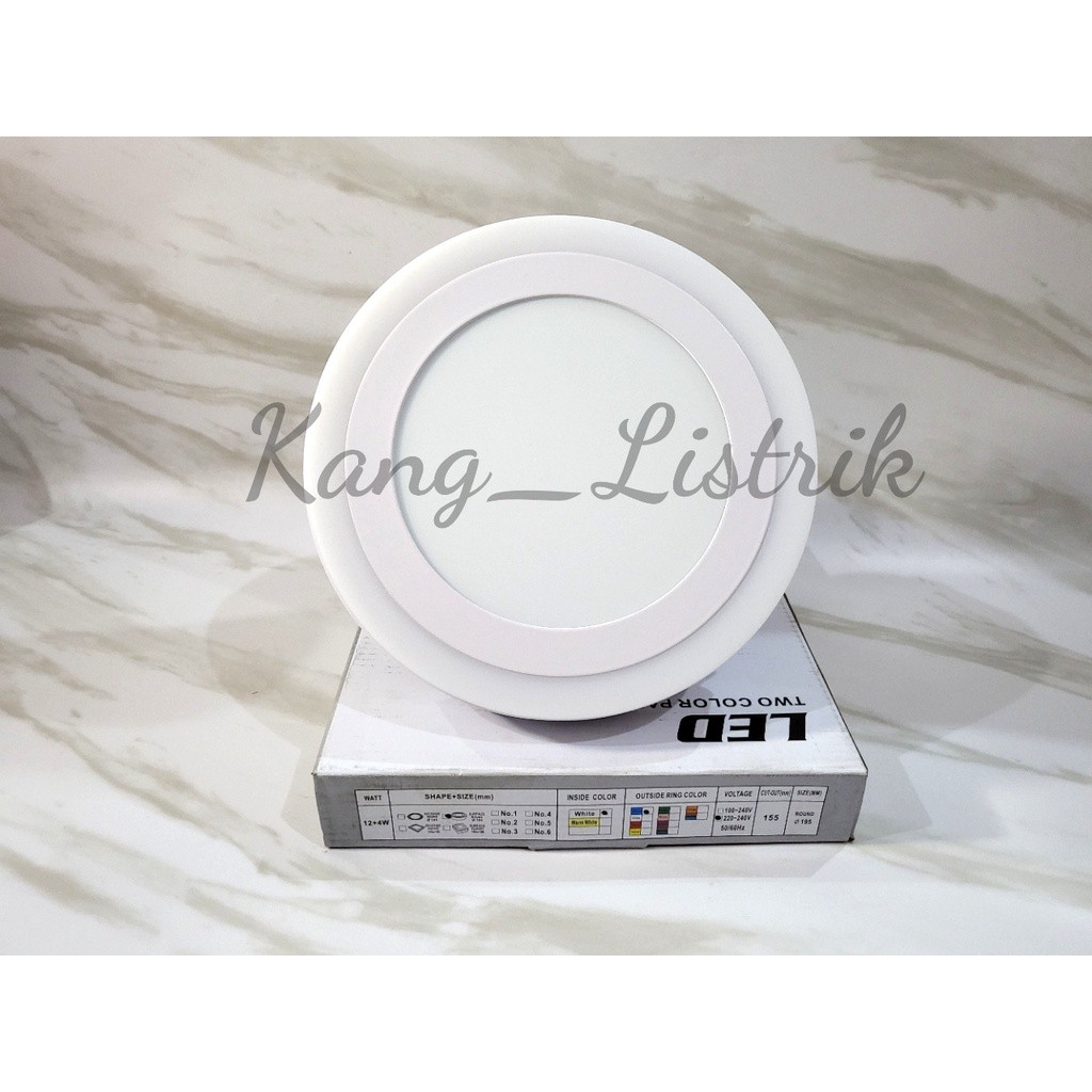 Downlight LED Panel 2 Warna 12W BULAT OUTBOW / Downlight Panel Putih + Biru 12W BULAT OUTBOW