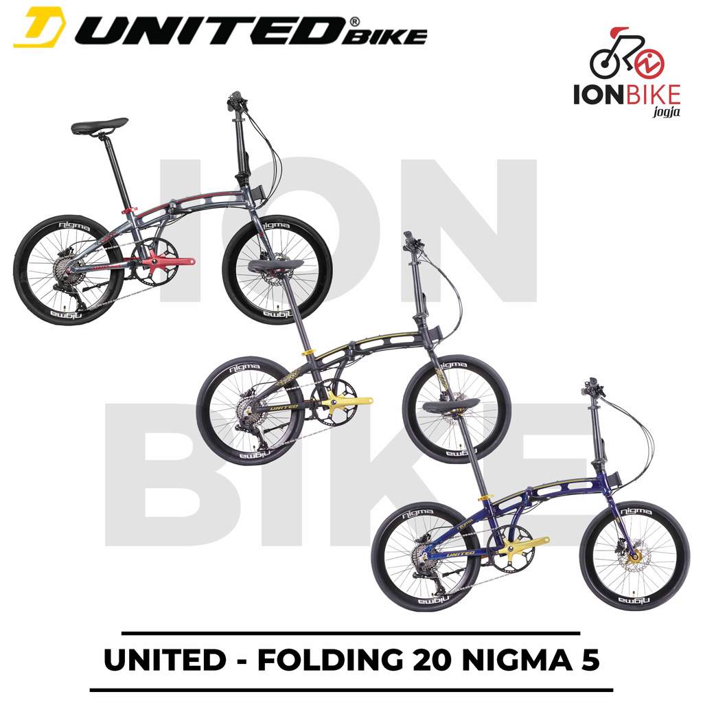 Sepeda Lipat 20 Inch UNITED NIGMA V 5 Frame Alloy Ringan 1 x 10 Speed Rem Hydrolik - Folding Bike Se