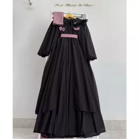 Gamis Dress Givana / Gamis Ceruty Babydoll Pita Polos Dress Set Outher Dress Lebaran - BOCISHOP88 CH