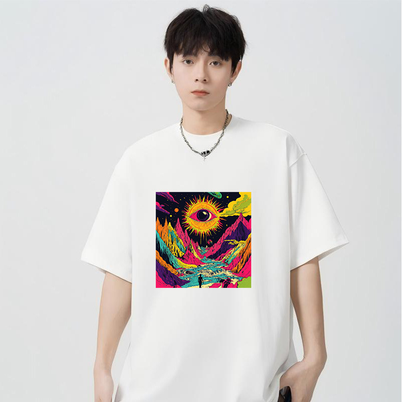 tshirt for men cotton black white Journey Through the Eye of Perception
