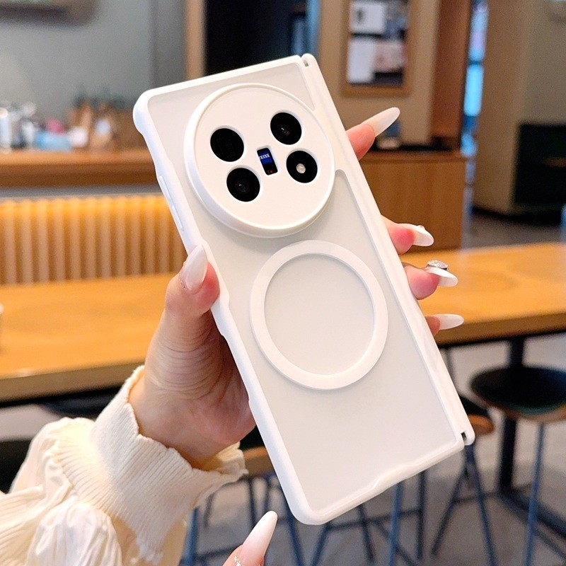 Casing Ponsel Pelindung Engsel Ganda Magnetik Bawaan PC Terasa Kulit Bekas untuk Casing Penutup Taha