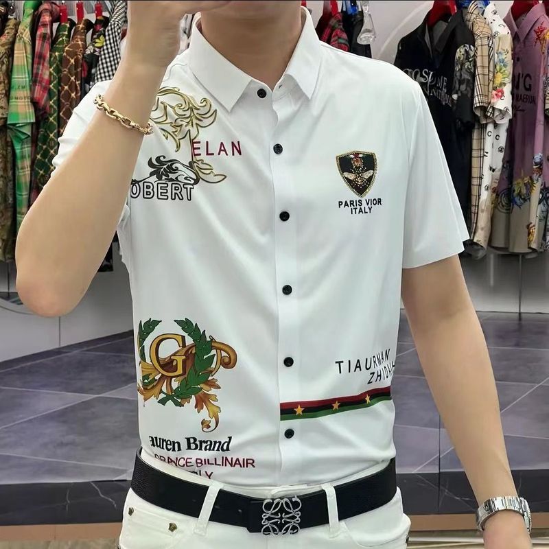 New trendy slim-fit versatile short-sleeve shirt