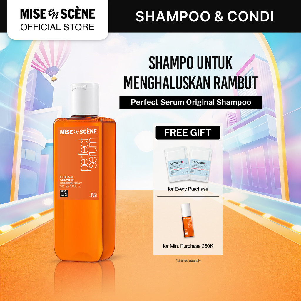 mise en scene Perfect Serum Original Shampoo 200ml - Shampoo Rambut Rusak Melembutkan Tanpa Kusut An