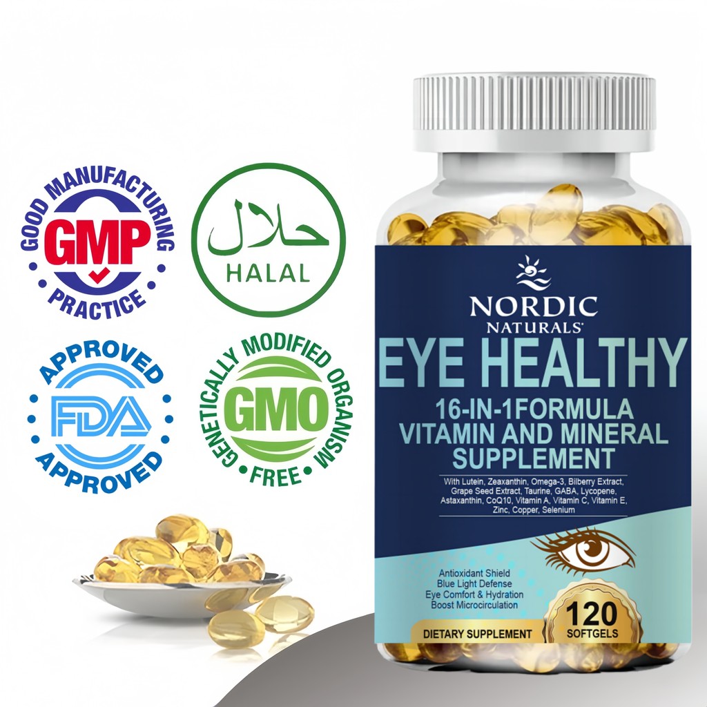 Kapsul Pelindung Mata 16-in-1 untuk Mata Sehat 16 vitamin dan mineral bekerja sama untuk melengkapi 