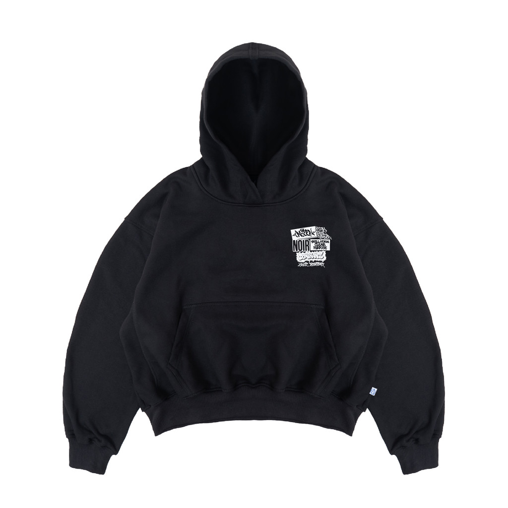 Moxie Hoodie Boxy Fit Dominance Unisex Cotton Fleece 330GSM - Black