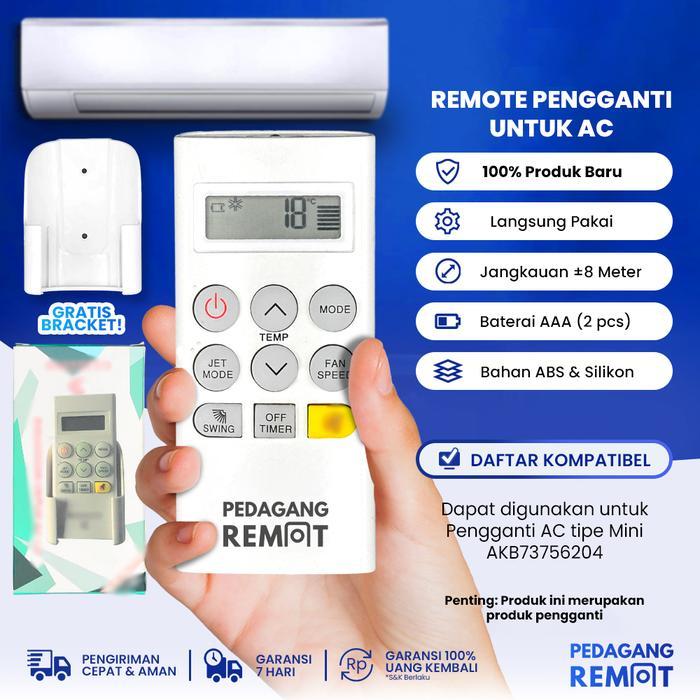 Remot Remote AC Mini Hercules AKB73756204 + Bonus Bracket - Tanpa Baterai