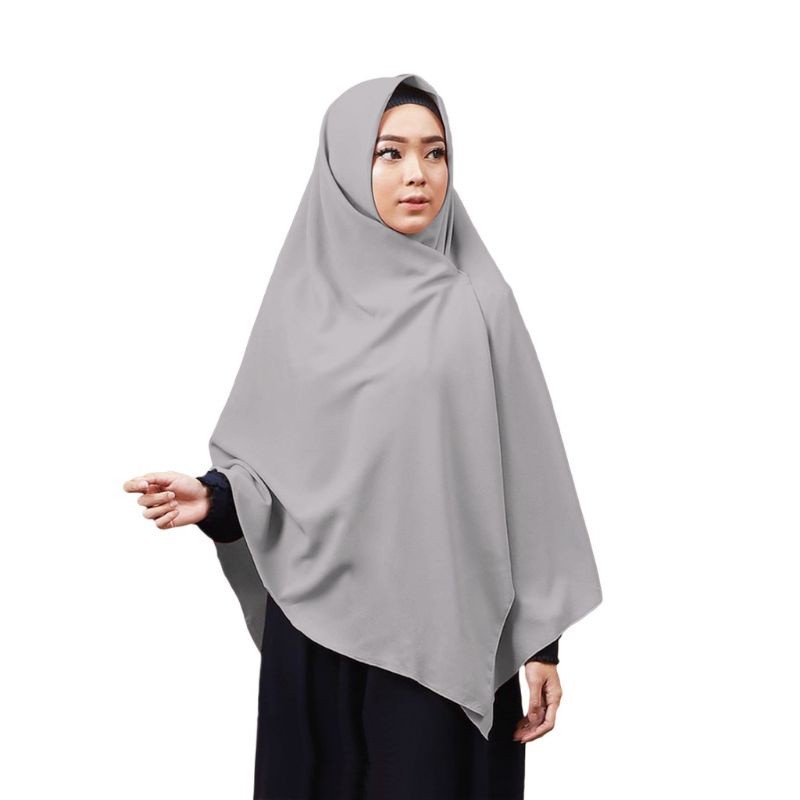 jilbab wolfis 130x130/wolfis 130x130/segi empat wolfis jumbo warna abu muda/kerudung wolfis130x130 w