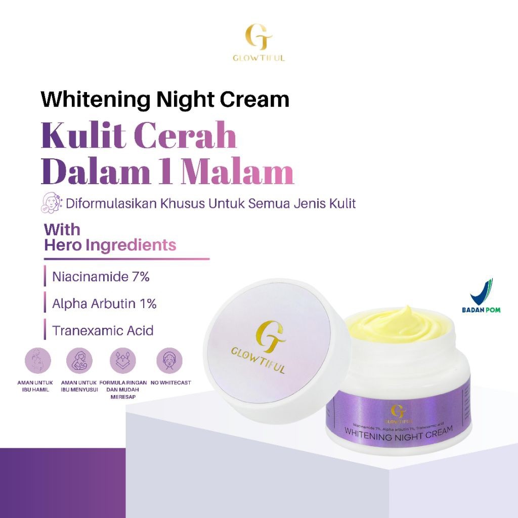Whitening Night Cream  Cream Malam Memutihkan Cream Flek Hitam BPOM Flek