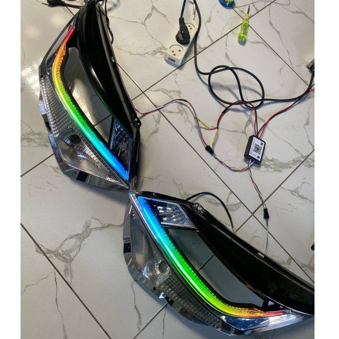 Slimframe.id Alis DRL RGB Calya Sigra Custom Akrilik LED Variasi Lampu Mobil Toyota Daihatsu Bening 
