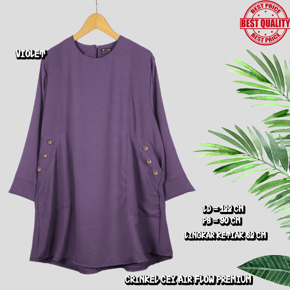 Baju Atasan Wanita / Tunik V Fashion (5L Jumbo) - LD 122 cm