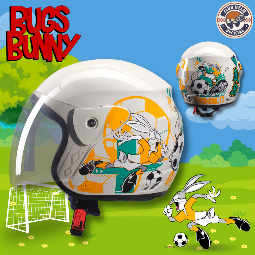 Helm Remaja / Dewasa Evo Karakter Premium SNI Cowo Cewe Lucu Bugs Bunny - Club Helm Bandung