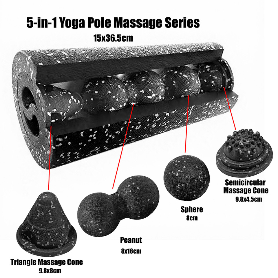5-In-1 Fascia Release Set Muscle Recovery Kit - Vibrating Foam Roller & Peanut Massage Ball For Back