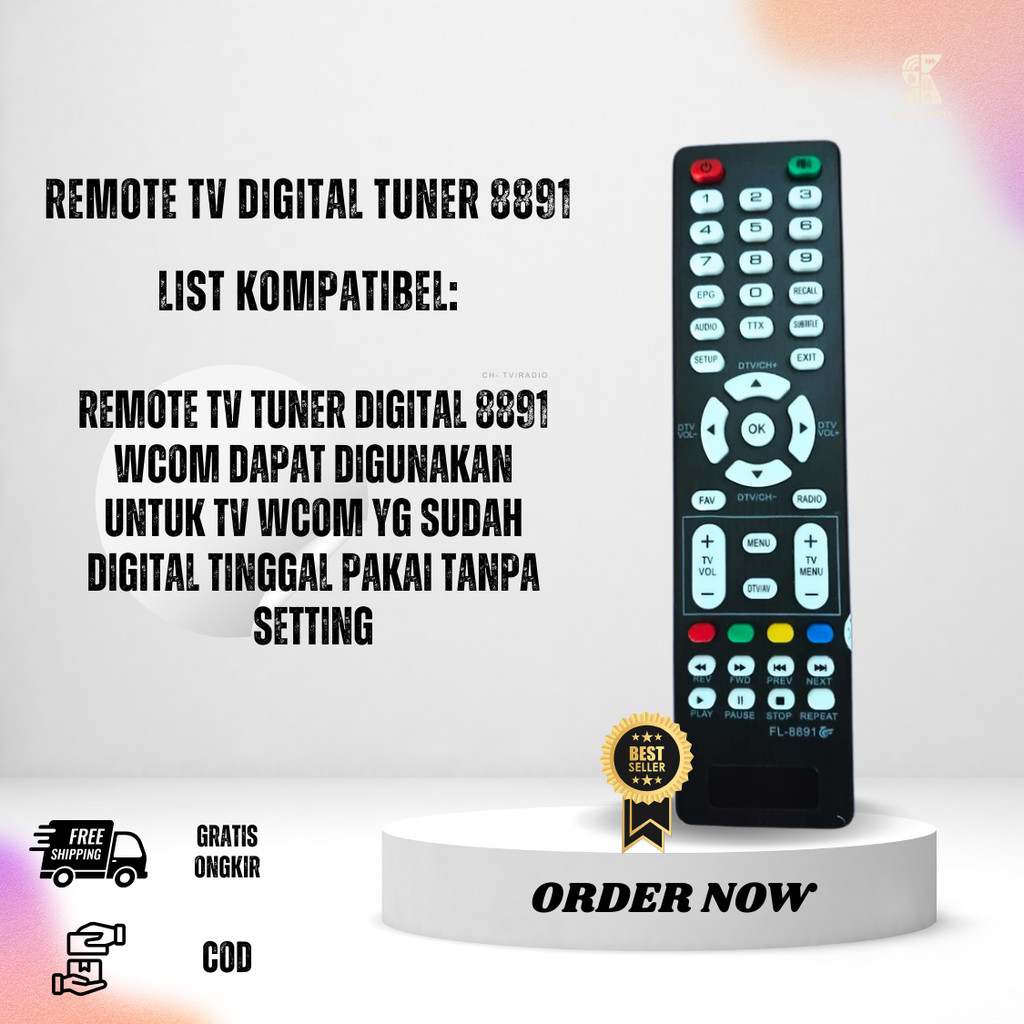 Remot Remote Stb Tunner Tv Digital LED LCD WCOM Type RM-8891 / Remote Tunner Mesin Tv 8891