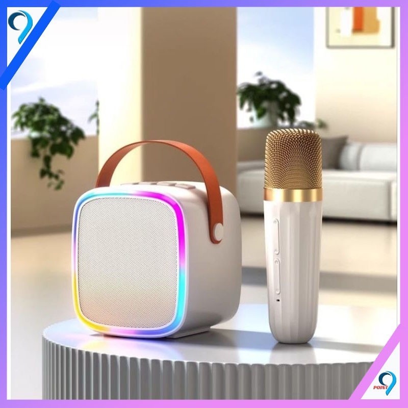 (likun) Speaker Mini Karaoke premium Free Mic Wireless Wireless Portabel Dapat terhubung ke HP, TV, 