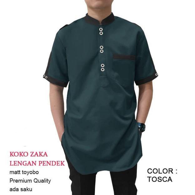 Koleksi Lebaran BMF2 Koko Kurta Zaka Lengan Pendek S M L XL XXL 3XL Pakaian Muslim Pria Baju Muslim 